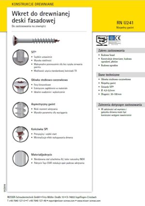 REISSER WKRĘT FASADOWY DO ELEWACJI, OGRODZEŃ I KONSTRUKCJI A2 SIT 20